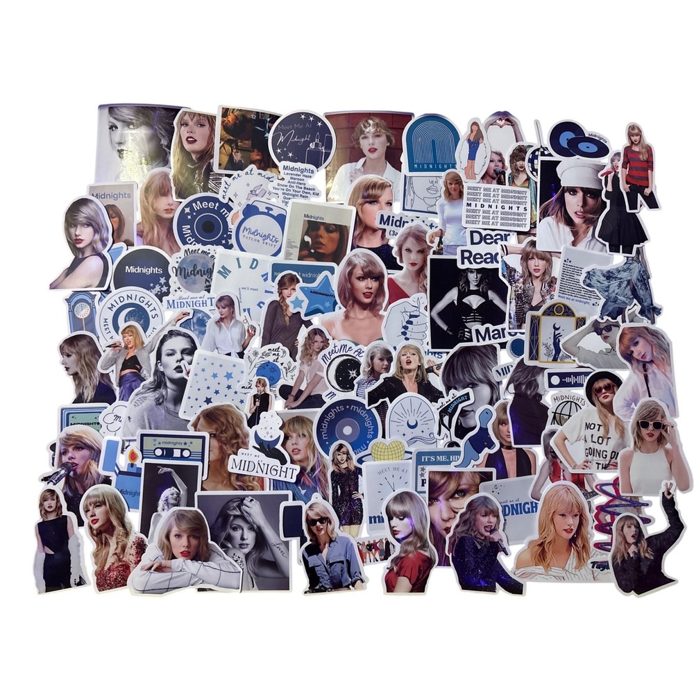 NEW 100pc Taylor Swift Midnights Vinyl Sticker Pack Blue Era Collage